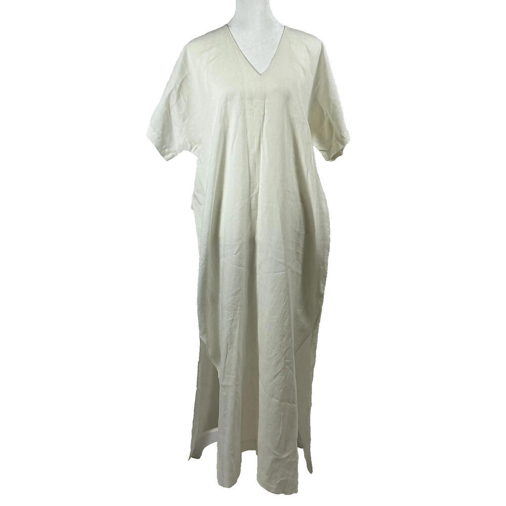 Jenni Kayne Women's Beige Linen Maxi Dress/Cover Up Size M/L